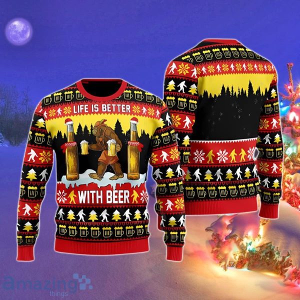 Bigfoot Christmas Is Better With Beer Christmas Gift Ugly Christmas Sweater Impressive Gift For Loved Ones Product Photo 1