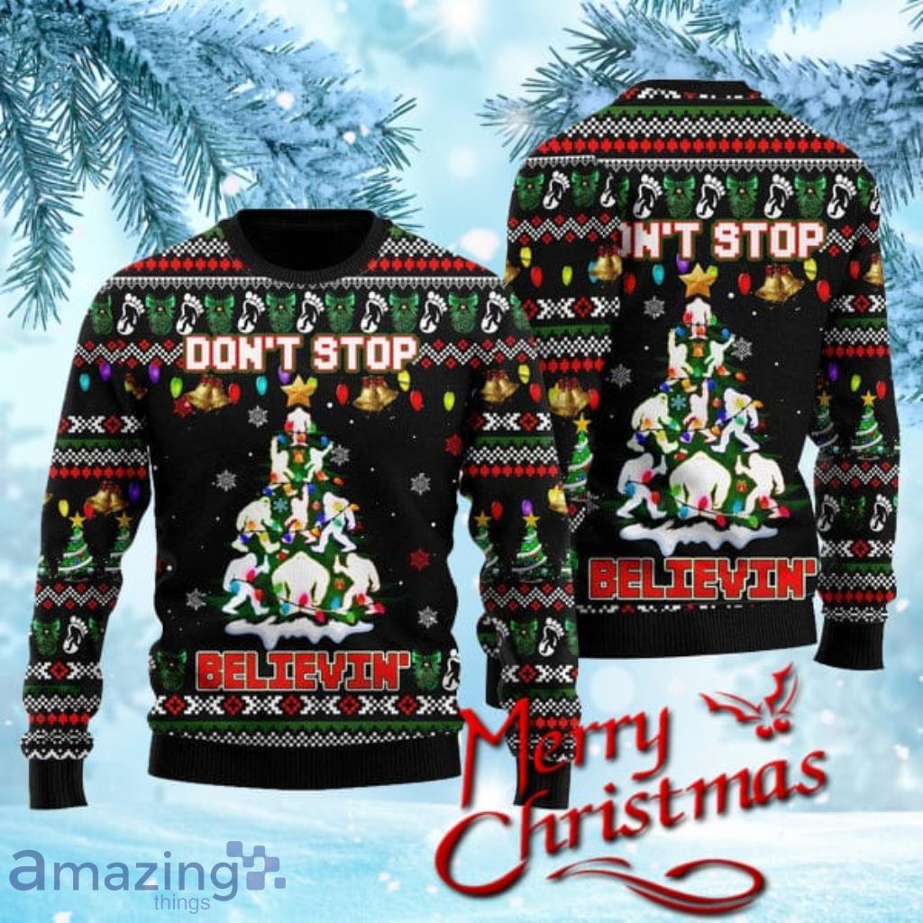 Bigfoot Xmas Dont Stop Believe In Ugly Christmas Sweater Gift Knitting Sweater Product Photo 1