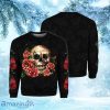 Black Rose Flower Skull Crewneck Sweatshirt Christmas Ugly Sweater 3D Gift Halloween