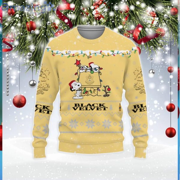 Black Velvet Whiskey American Whiskey Beers Merry Christmas Snoopy House Cute Gift 3D Ugly Christmas Sweater Product Photo 1