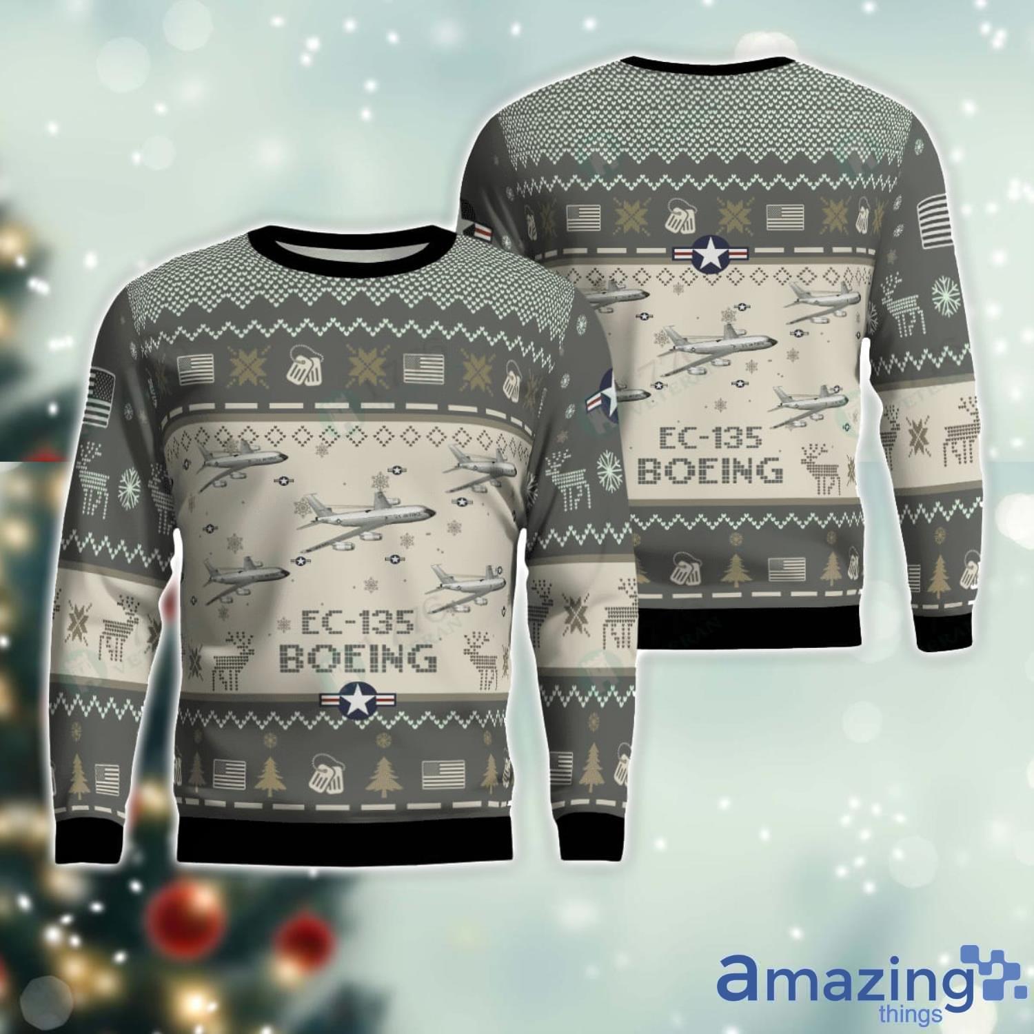 Boeing EC 135 EC135 Aircraft Ugly Christmas Sweater Veteran Christmas Gift Holiday image Boeing EC-135 EC135 Aircraft Ugly Christmas Sweater Veteran Christmas Gift Holiday Product Photo 1