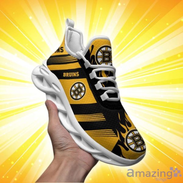 Boston Bruins Stripe And Fire Pattern Max Soul Shoes Special Style For Fans Product Photo 2