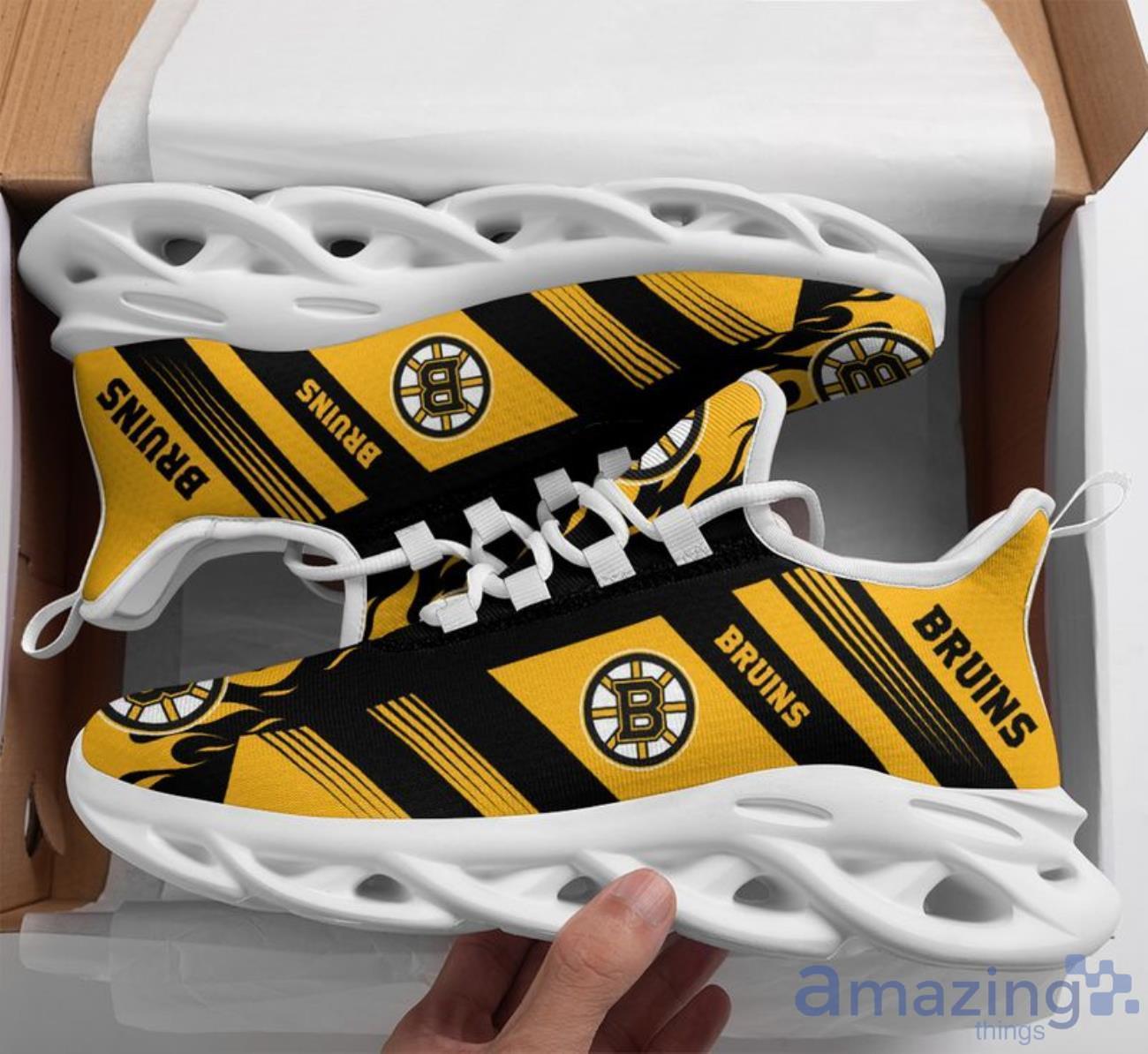 Boston Bruins Stripe And Fire Pattern Max Soul Shoes Special Style For Fans Product Photo 1