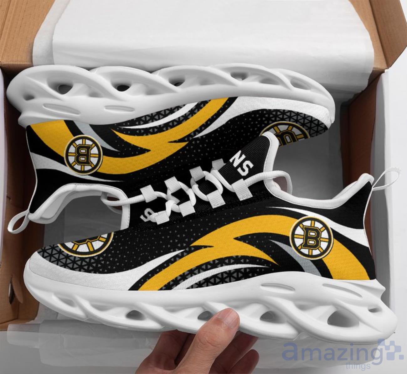 Boston Bruins Triangle Abstract Pattern Max Soul Shoes Special Style For Fans Product Photo 1