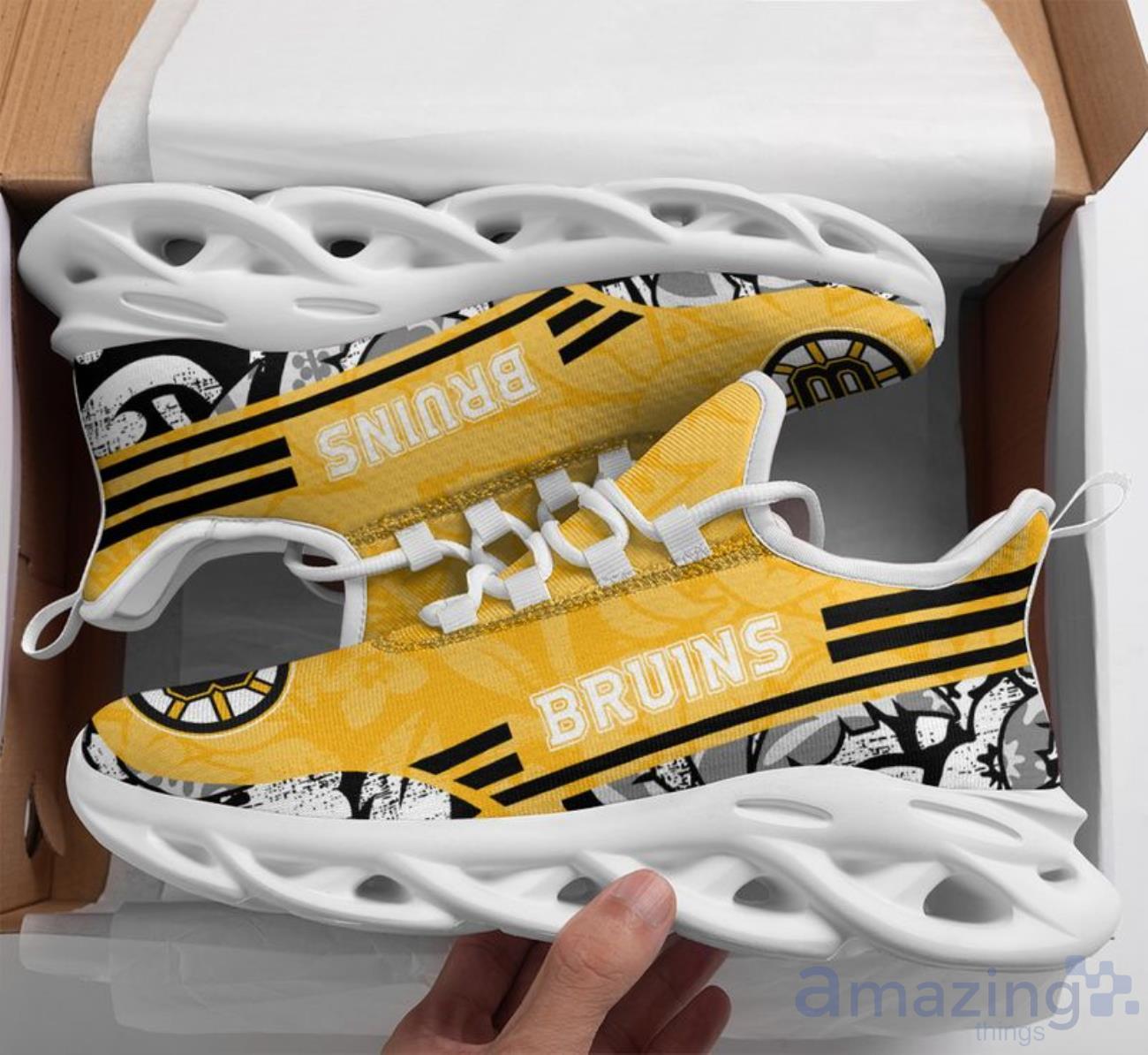 Boston Bruins Tropical Flowers Max Soul Shoes Special Style For Fans Product Photo 1