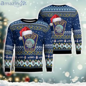 Boston Police Department Christmas AOP Ugly Sweater Xmas Christmas Holiday Gift Product Photo 1