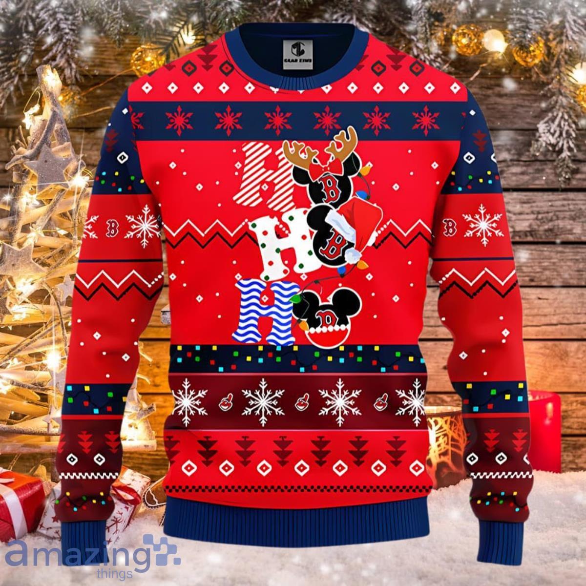 Boston Red Sox MLB Team HoHoHo Mickey Funny Ugly Christmas