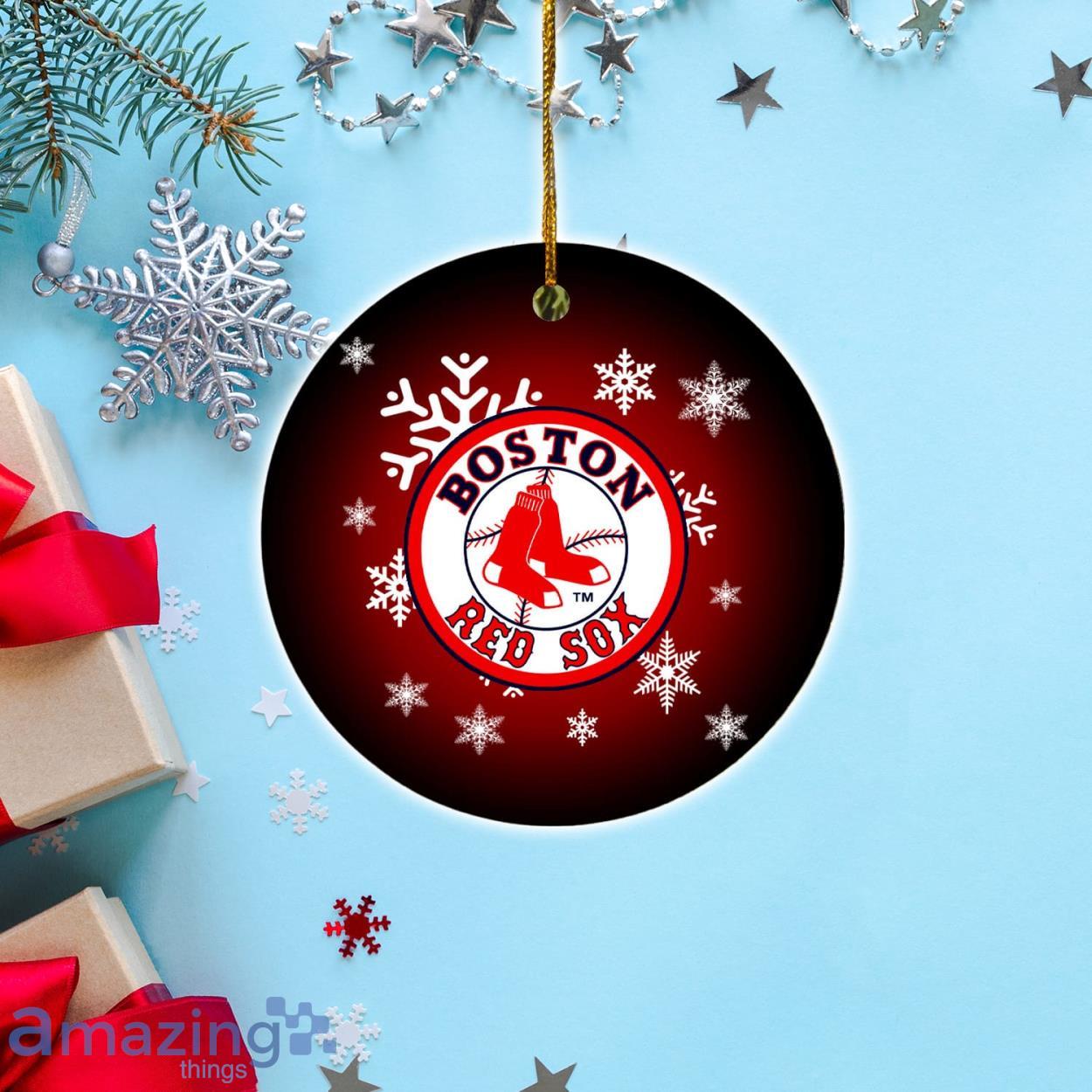 Boston Red Sox Merry Christmas Circle Ornament image Boston Red Sox Merry Christmas Circle Ornament Product Photo 1