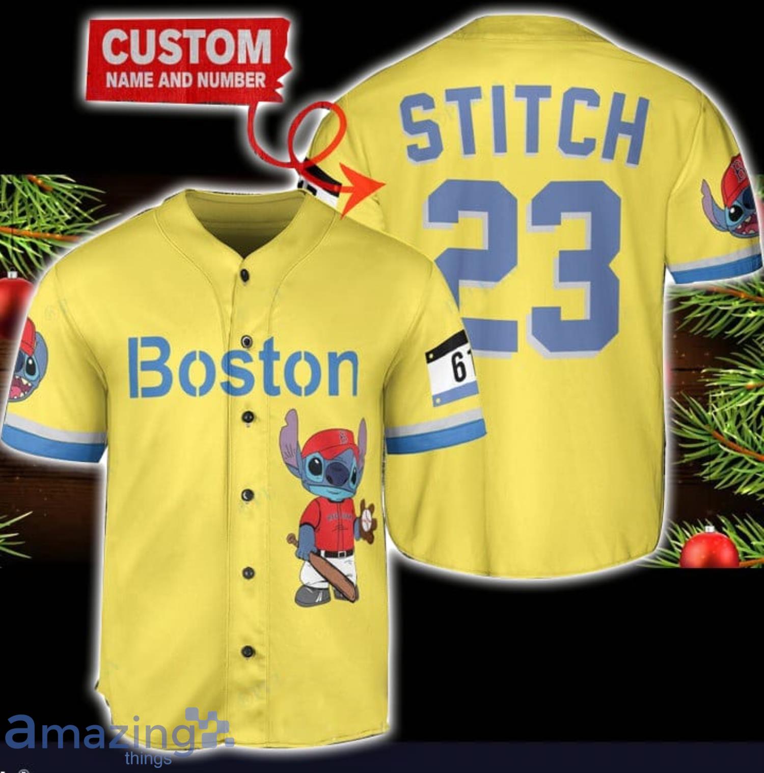 Boston Red Sox Personalized Name MLB Fans Stitch Baseball Jersey Shirt  Yellow