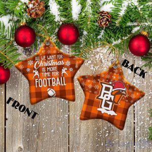 Bowling Green Falcons Ceramic Ornament Christmas Pixel Art Tartan Background Gift For Xmas Product Photo 2