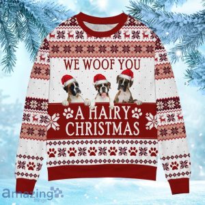 Boxer We Woof You A Hairy Christmas Ugly Sweater Gift For Dog Lover Product Photo 1