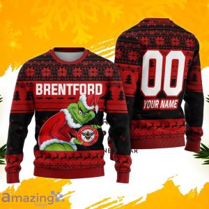 Brentford Grinch Ugly Christmas Sweater Custom Number & Name Product Photo 1