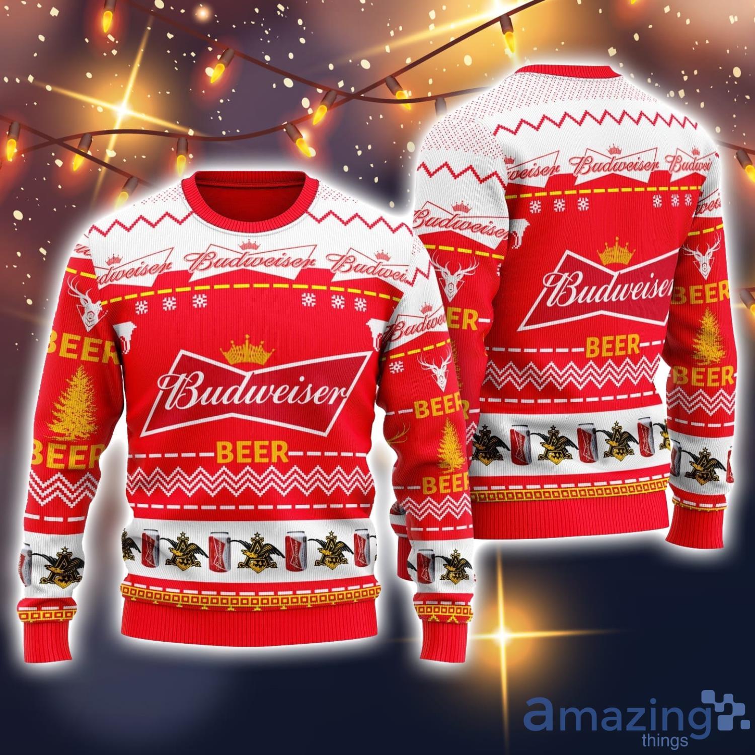 Budweiser Beer 3D All Over Printed Ugly Christmas Sweater Sweatshirt Hoodie Christmas Gift image Budweiser Beer 3D All Over Printed Ugly Christmas Sweater Sweatshirt Hoodie Christmas Gift Product Photo 1