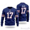 Buffalo Bills Josh Allen 17 Blue Ugly Christmas All Over Print Ugly Sweater