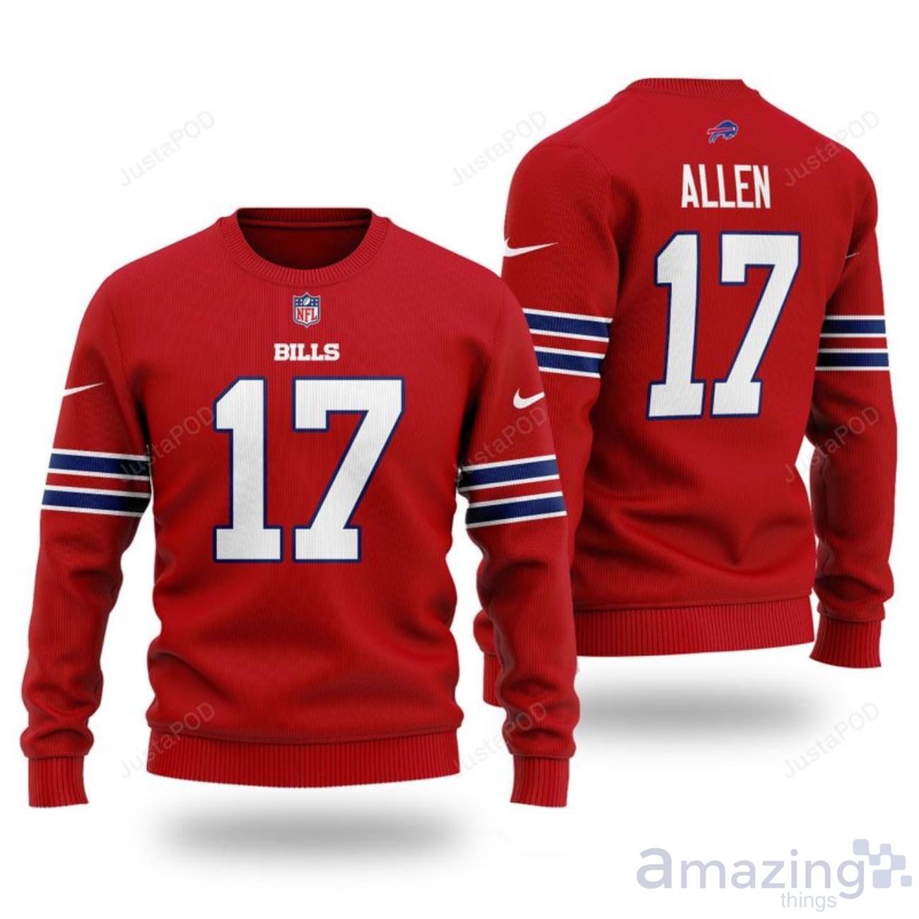 Buffalo Bills Josh Allen 17 Christmas All Over Print Ugly Sweater image Buffalo Bills Josh Allen 17 Christmas All Over Print Ugly Sweater Product Photo 1