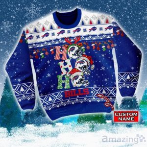 Buffalo Bills NFL Christmas Hohoho Ugly Christmas Sweater Custom Name Product Photo 2