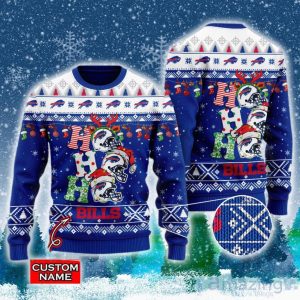 Buffalo Bills NFL Christmas Hohoho Ugly Christmas Sweater Custom Name Product Photo 1