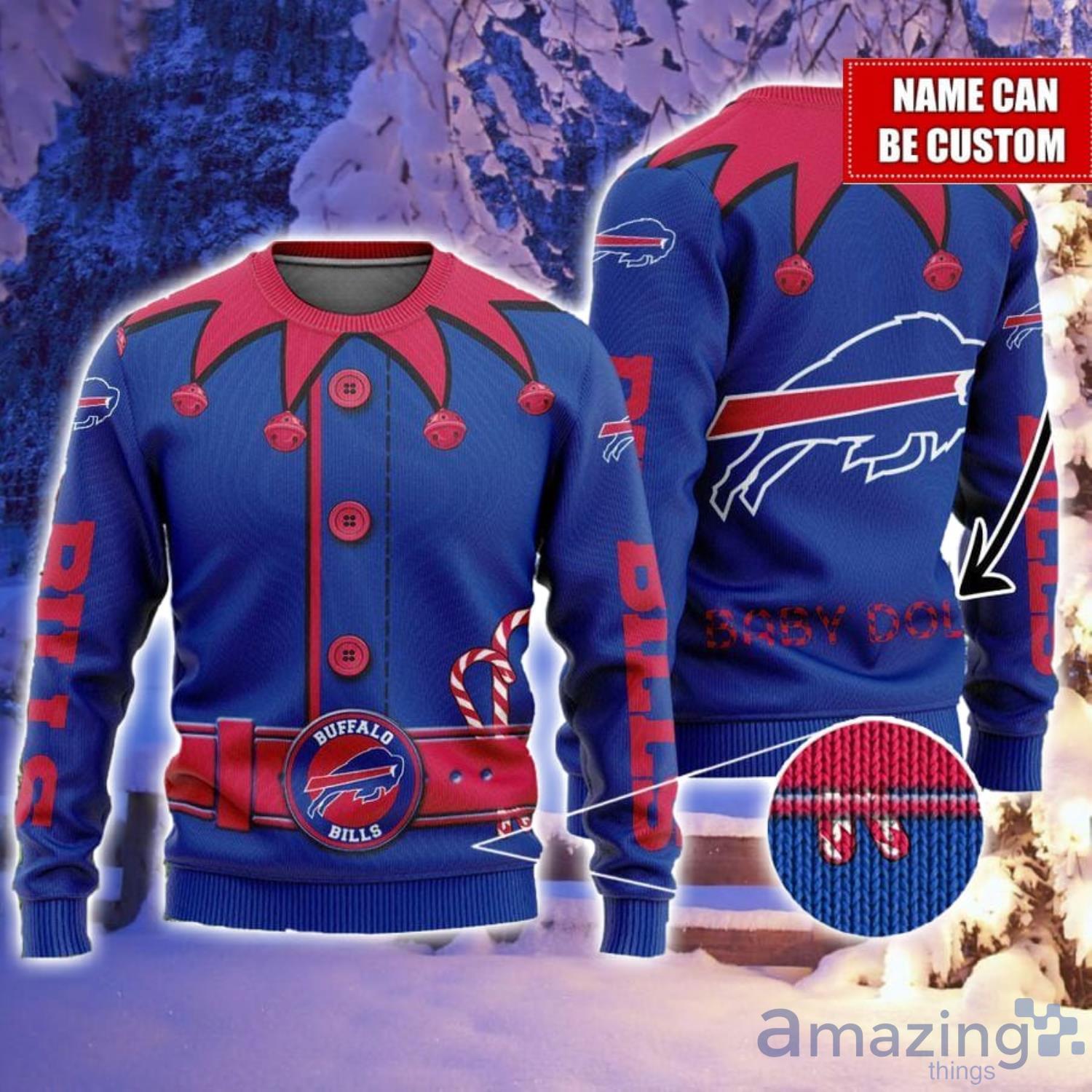 Buffalo Bills NFL Football Custom Name Ugly Christmas Sweater