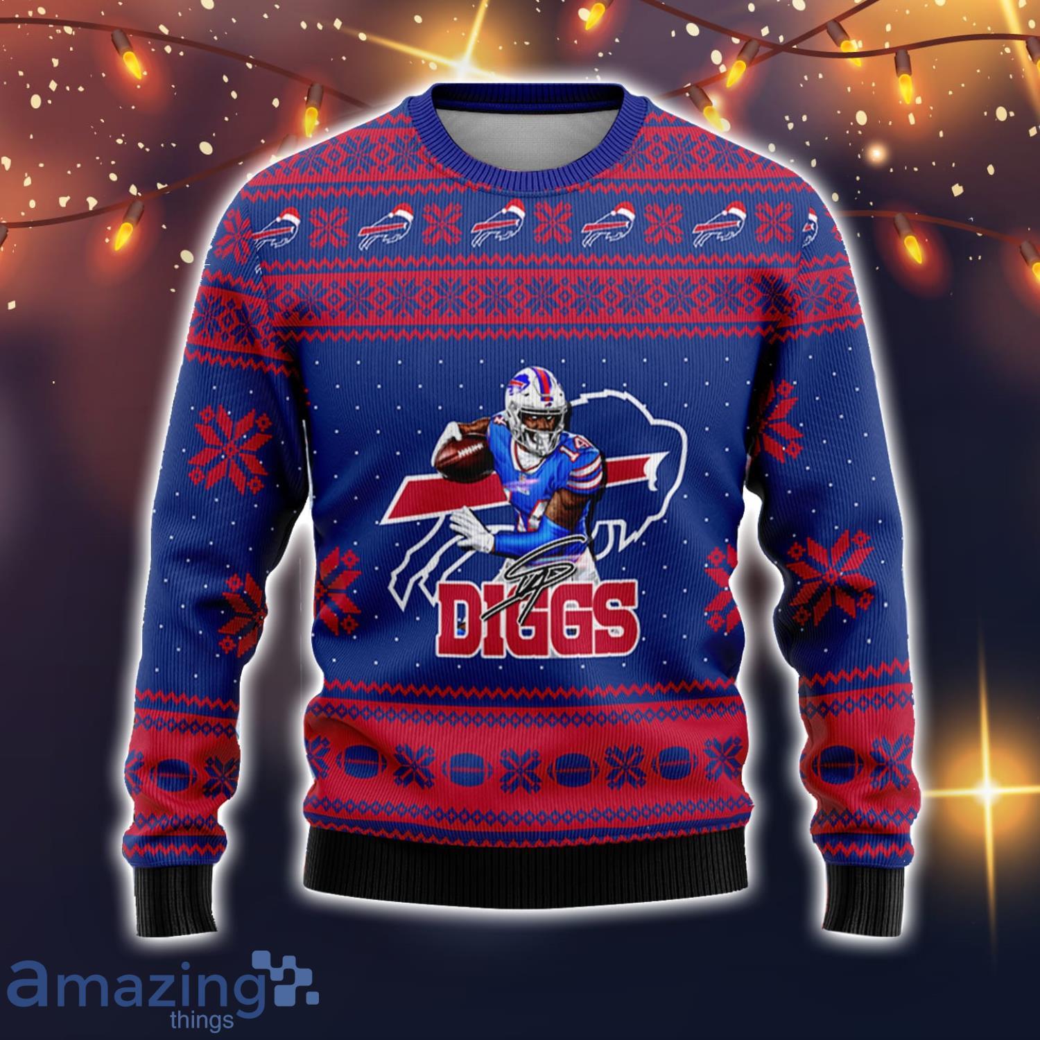 Buffalo Bills Stefon Diggs #14 Super Bowl LVII Champions 2023 Sport Player Ugly Christmas Sweater Christmas Gift image Buffalo Bills Stefon Diggs #14 Super Bowl LVII Champions 2023 Sport Player Ugly Christmas Sweater Christmas Gift Product Photo 2