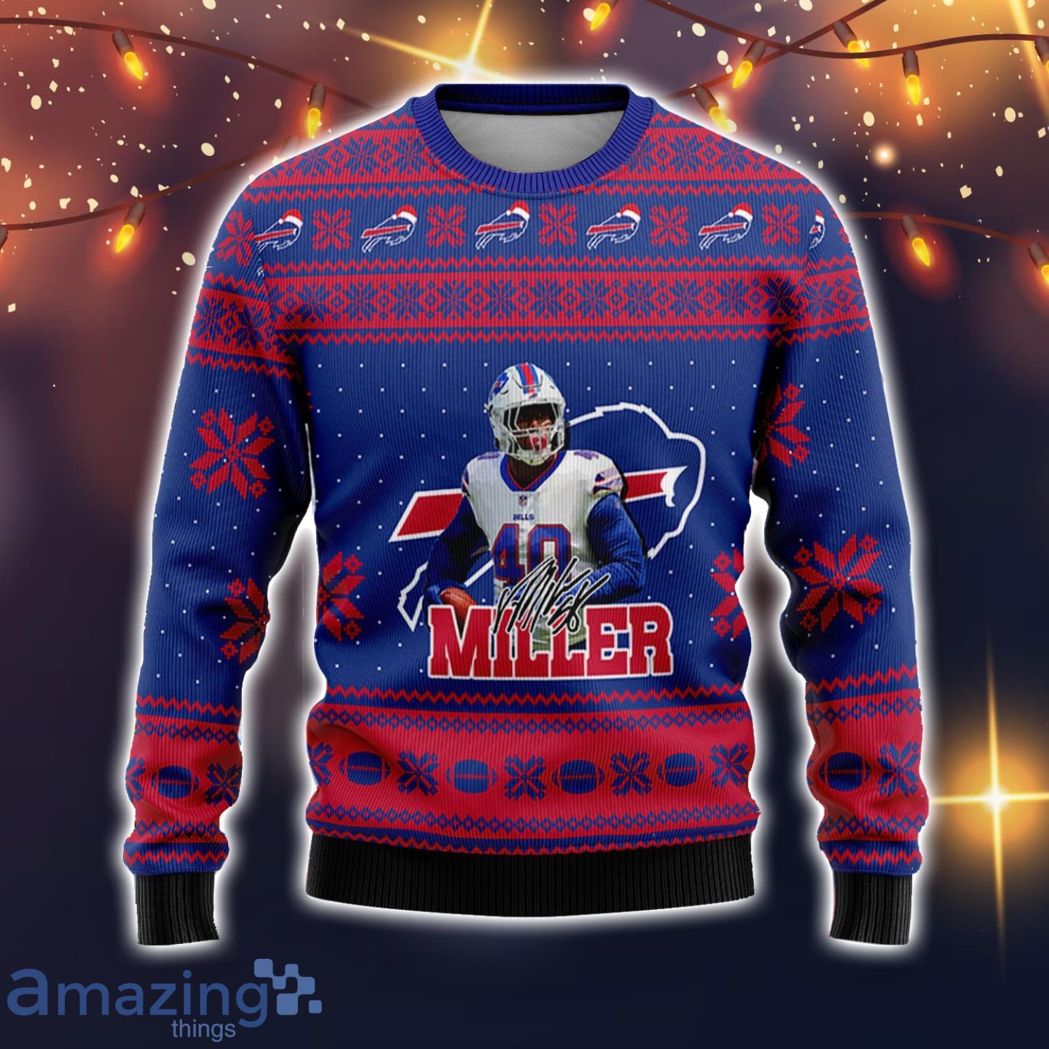 Buffalo Bills – Von Miller Custom Name And Number Ugly Christmas Sweater -  Reallgraphics