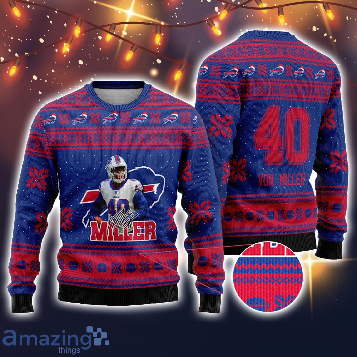 Custom Number And Name Von Miller 58 Denver Broncos NFL 3D Wise Ugly  Christmas Sweater White Gift For Fans - Freedomdesign