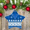 Buffalo Bulls Ceramic Ornament Christmas Pixel Art Tartan Background