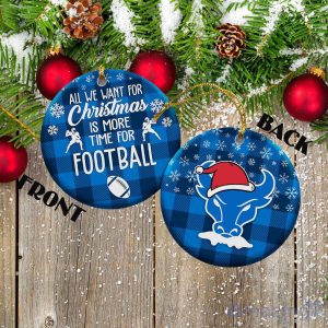 Buffalo Bulls Ceramic Ornament Christmas Pixel Art Tartan Background Gift For Xmas Product Photo 1