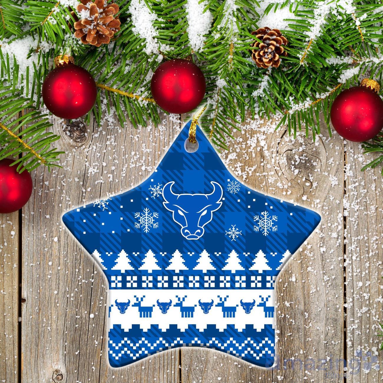 Buffalo Bulls Ceramic Ornament Christmas Pixel Art Tartan Background image Buffalo Bulls Ceramic Ornament Christmas Pixel Art Tartan Background Product Photo 1