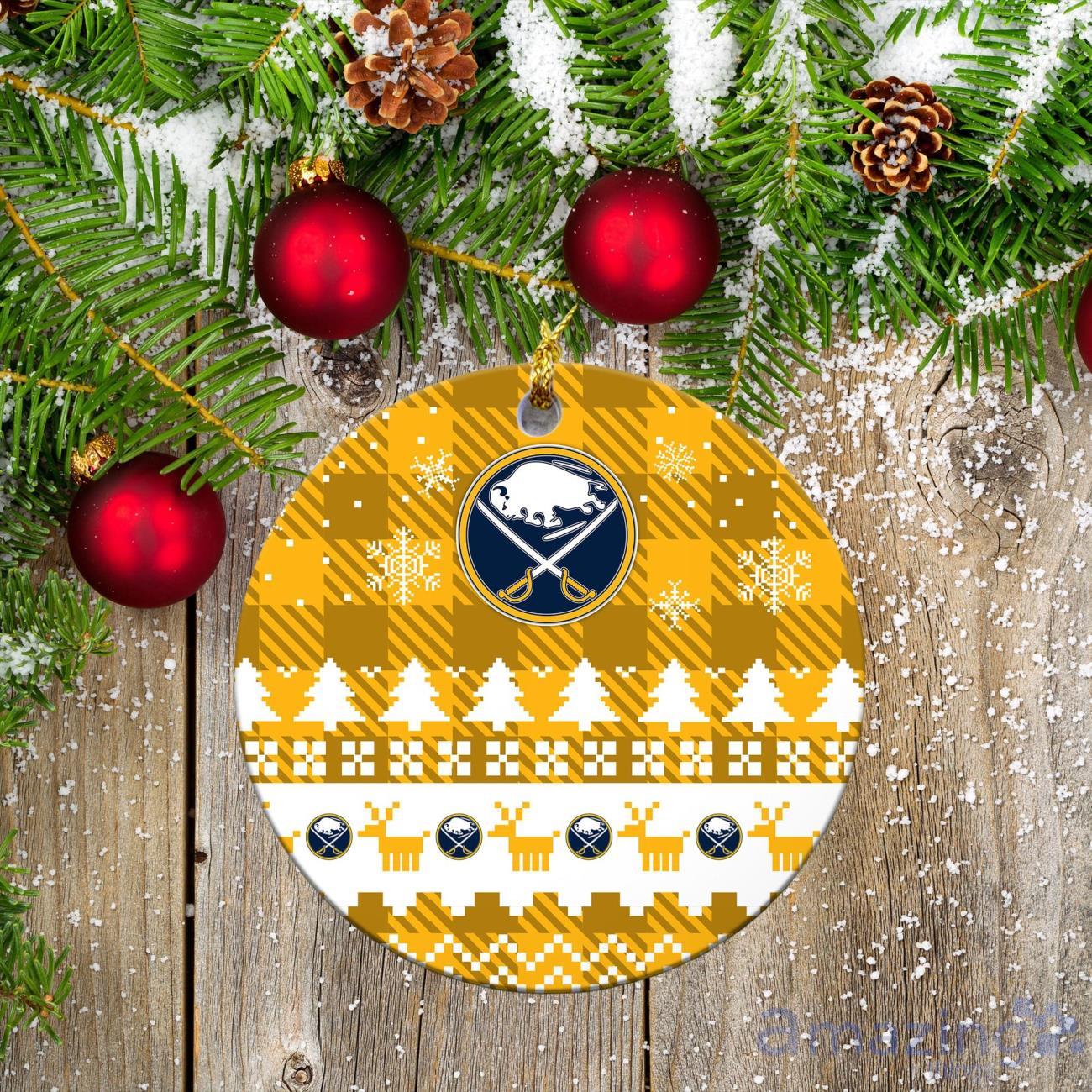 Buffalo Sabres Ceramic Ornament Christmas Pixel Art Tartan Background image Buffalo Sabres Ceramic Ornament Christmas Pixel Art Tartan Background Product Photo 2