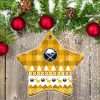 Buffalo Sabres Ceramic Ornament Christmas Pixel Art Tartan Background