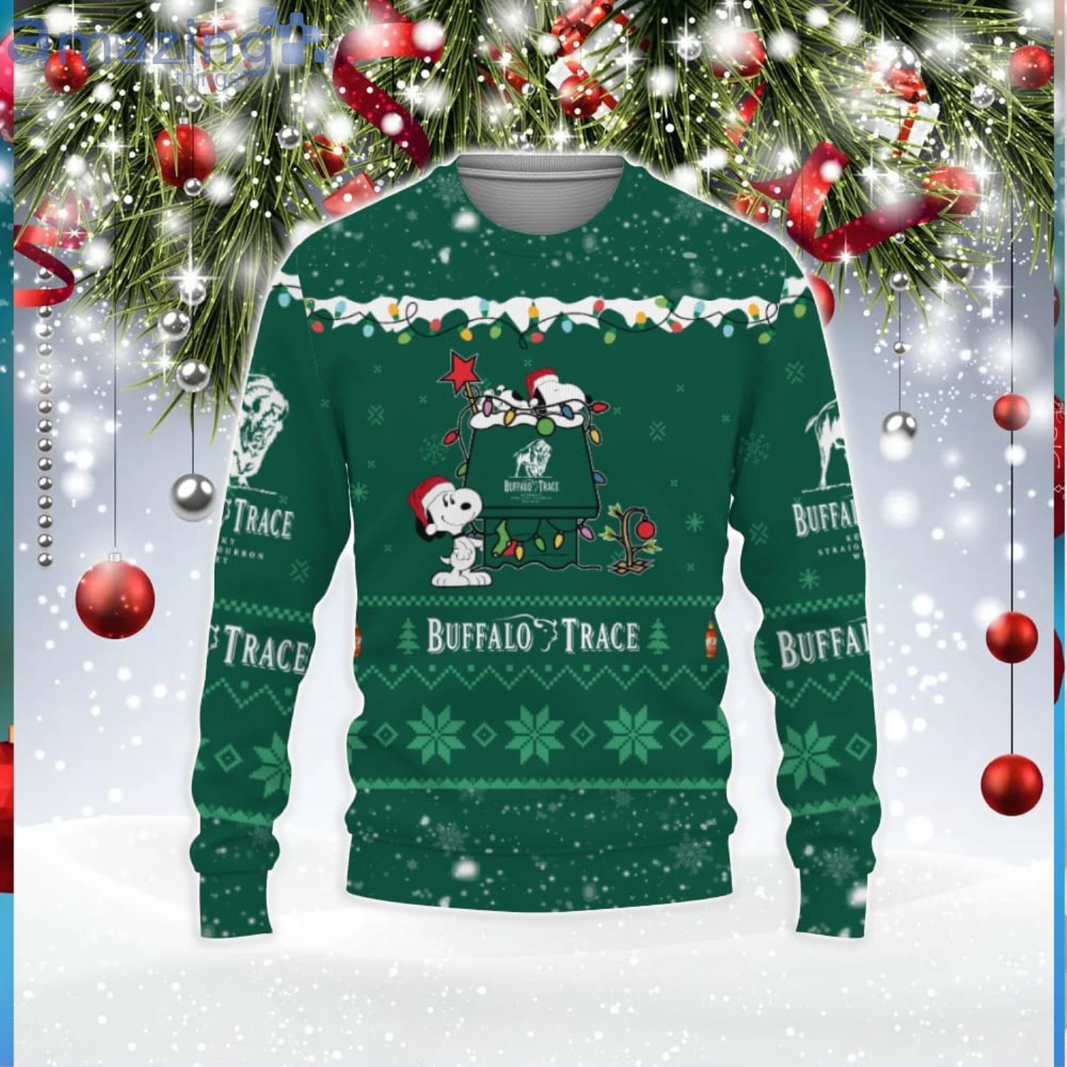 Buffalo Trace Whiskey American Whiskey Beers Merry Christmas Snoopy House Cute Gift 3D Ugly Christmas Sweater Product Photo 1