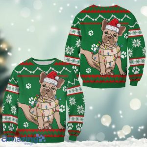 Bulldog Green Christmas Sweatshirt Christmas Ugly Sweater Product Photo 2