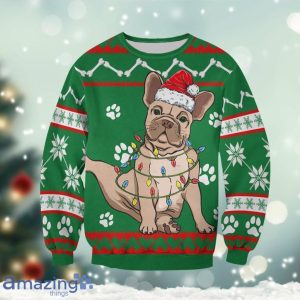 Bulldog Green Christmas Sweatshirt Christmas Ugly Sweater Product Photo 1