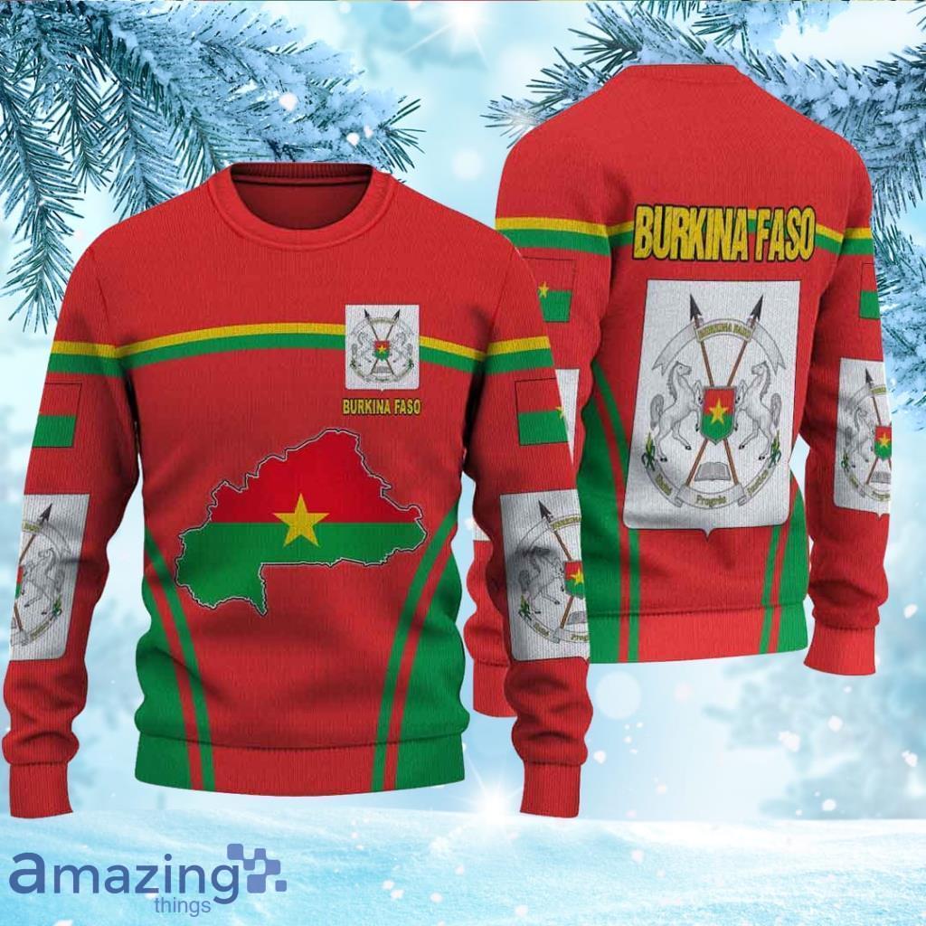 Burkina Faso Active Flag Knitted Ugly Christmas Sweater image Burkina Faso Active Flag Knitted Ugly Christmas Sweater Product Photo 1