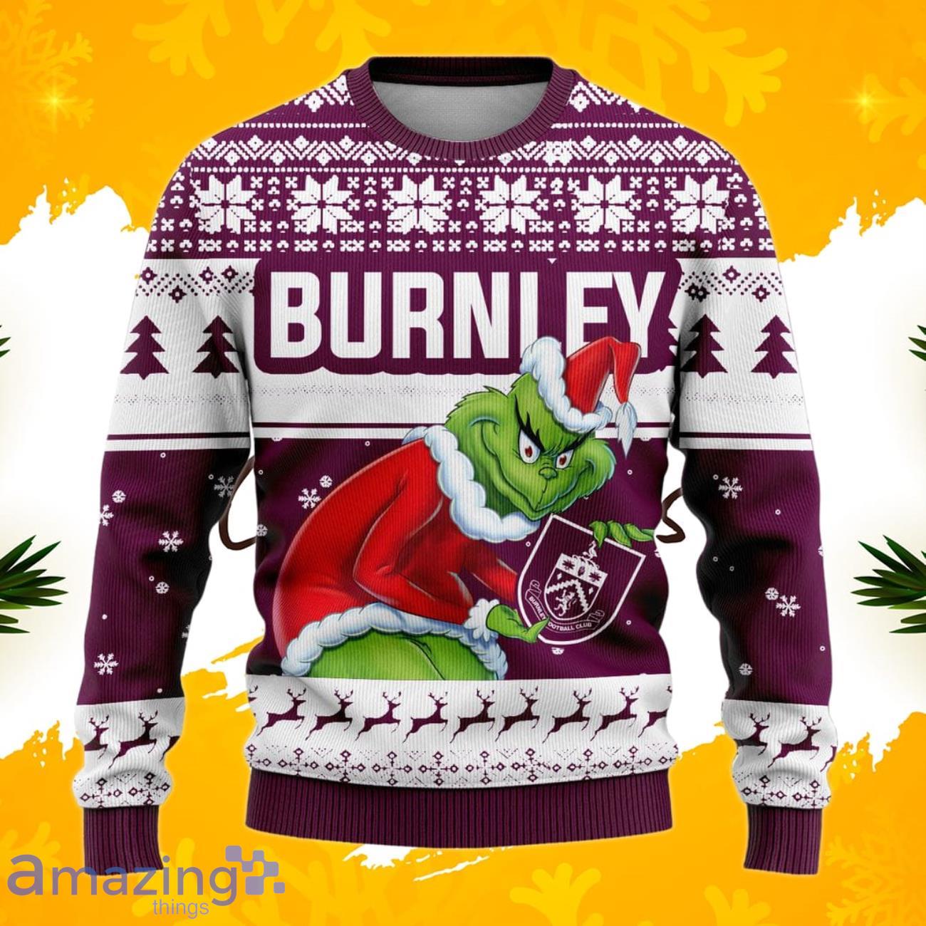 Burnley Grinch Ugly Christmas Sweater Custom Number & Name image Burnley Grinch Ugly Christmas Sweater Custom Number & Name Product Photo 2