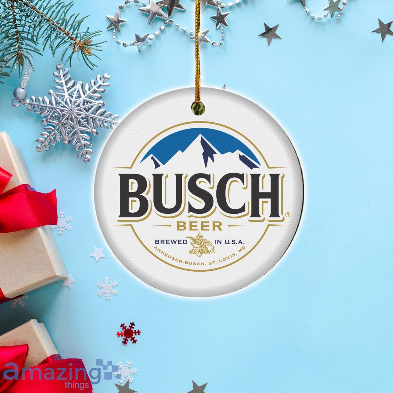 Busch Beer Merry Christmas Circle Ornament image Busch Beer Merry Christmas Circle Ornament Product Photo 1