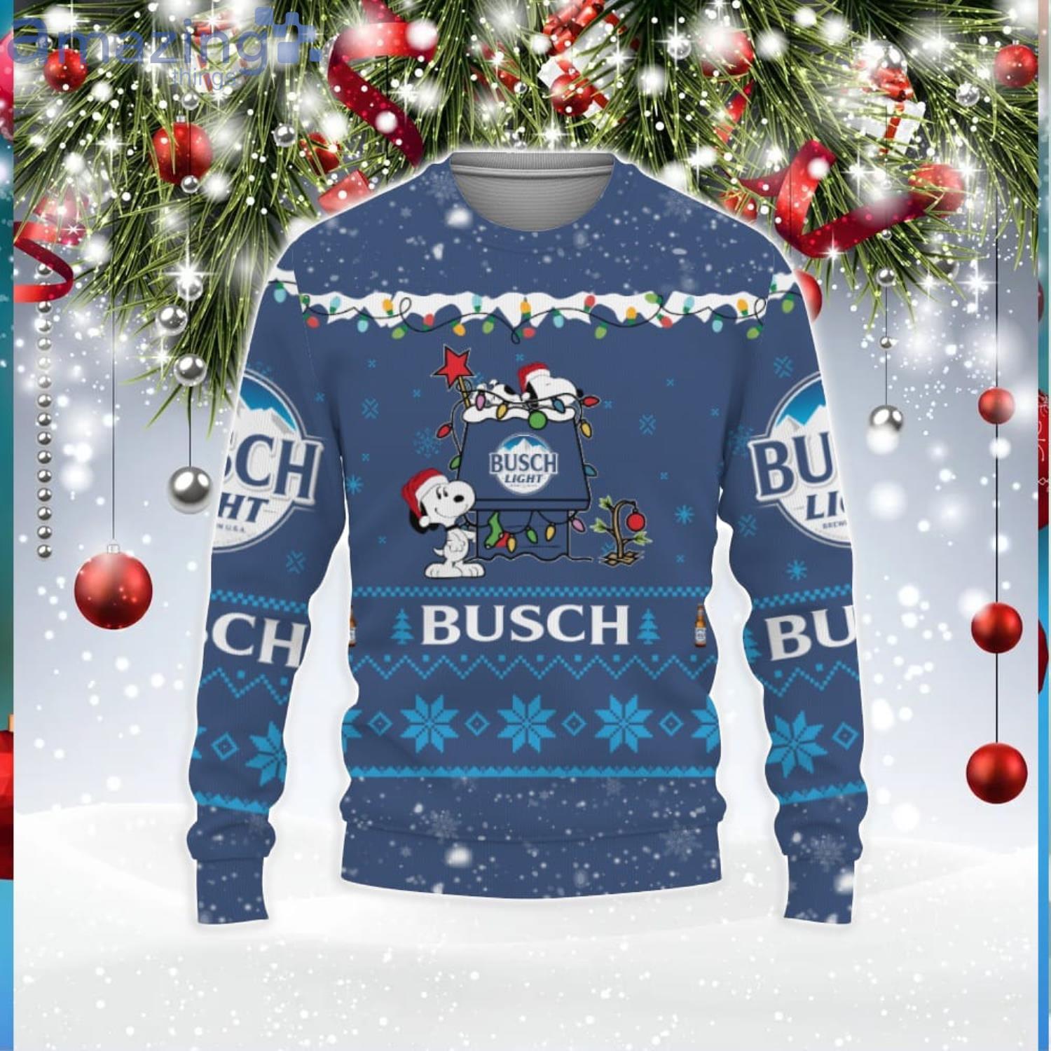 Busch Light Beers American Whiskey Beers Merry Christmas Snoopy House Cute Gift 3D Ugly Christmas Sweater Product Photo 1