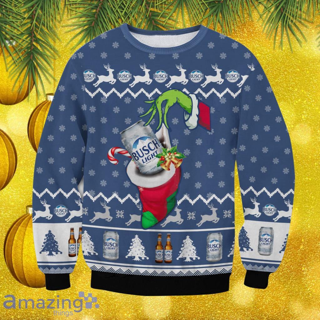 Busch Light Grinch Hand Christmas Ugly Sweater Gift For Men And Women image Busch Light Grinch Hand Christmas Ugly Sweater Gift For Men And Women Product Photo 1