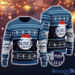 Busch Light Santa Hat 3D All Over Printed Ugly Christmas Sweater Sweatshirt Hoodie Christmas Gift Product Photo 1