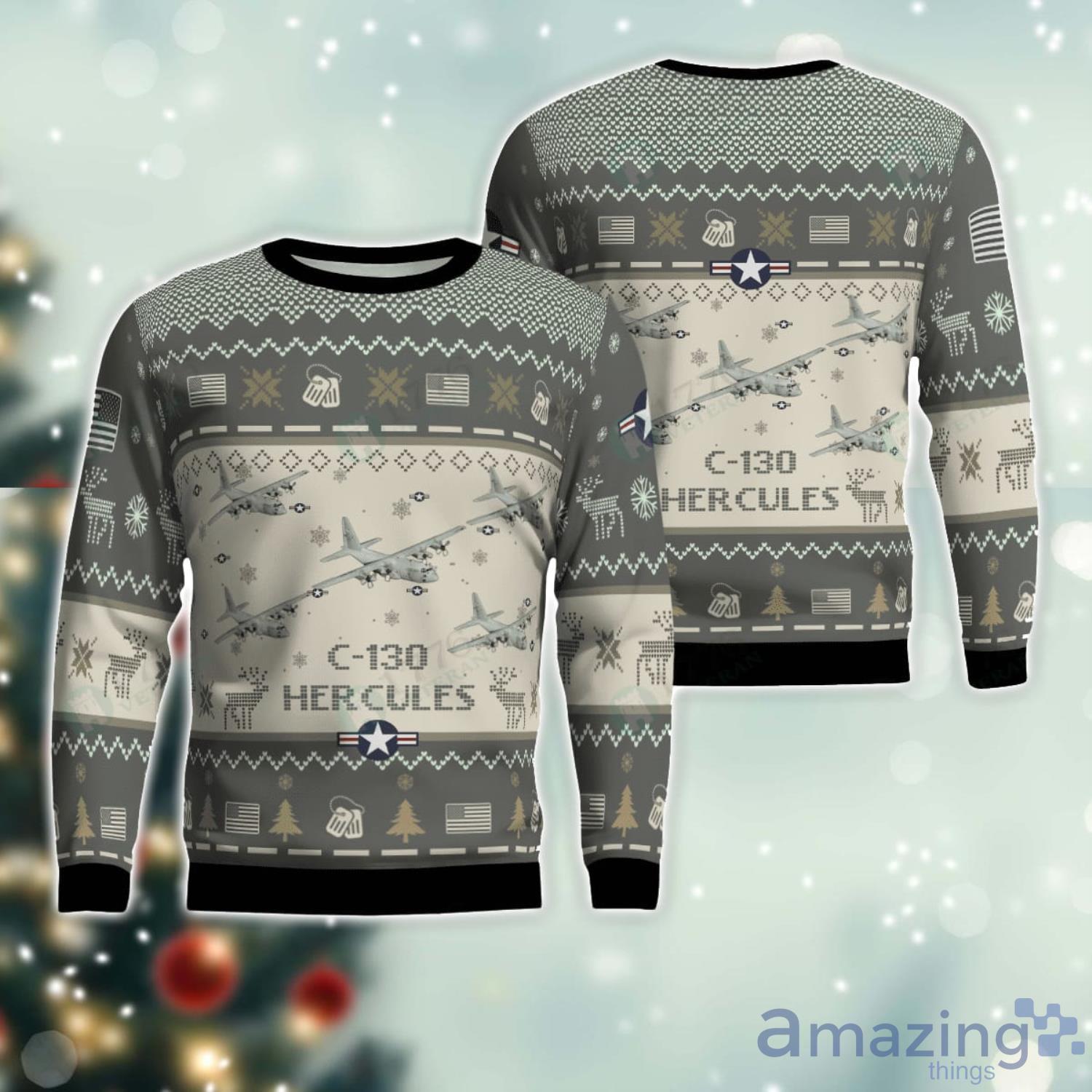 C 130 Hercules C130 Ugly Christmas Sweater Veteran Christmas Gift Sweater image C-130 Hercules C130 Ugly Christmas Sweater Veteran Christmas Gift Sweater Product Photo 1