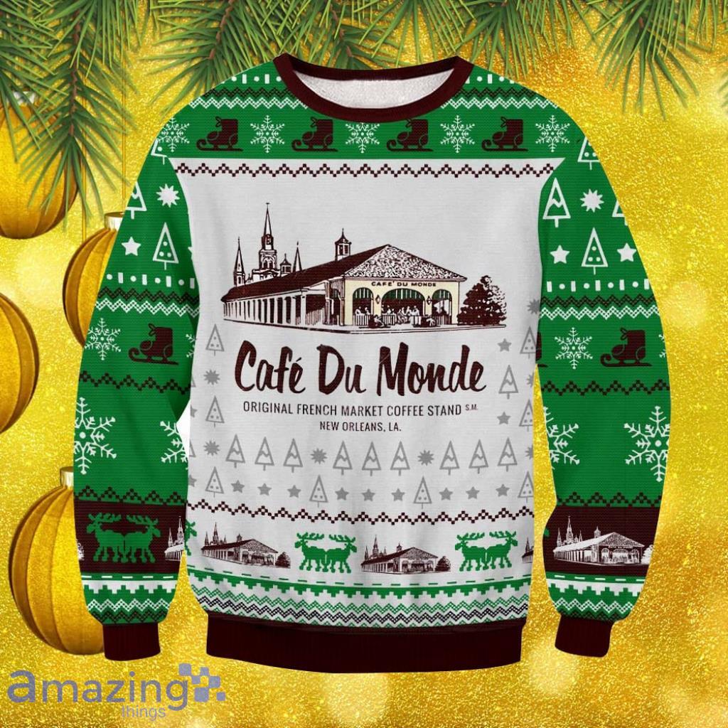 Cafe Du Monde Christmas Ugly Sweater Gift For Men And Women image Cafe Du Monde Christmas Ugly Sweater Gift For Men And Women Product Photo 1