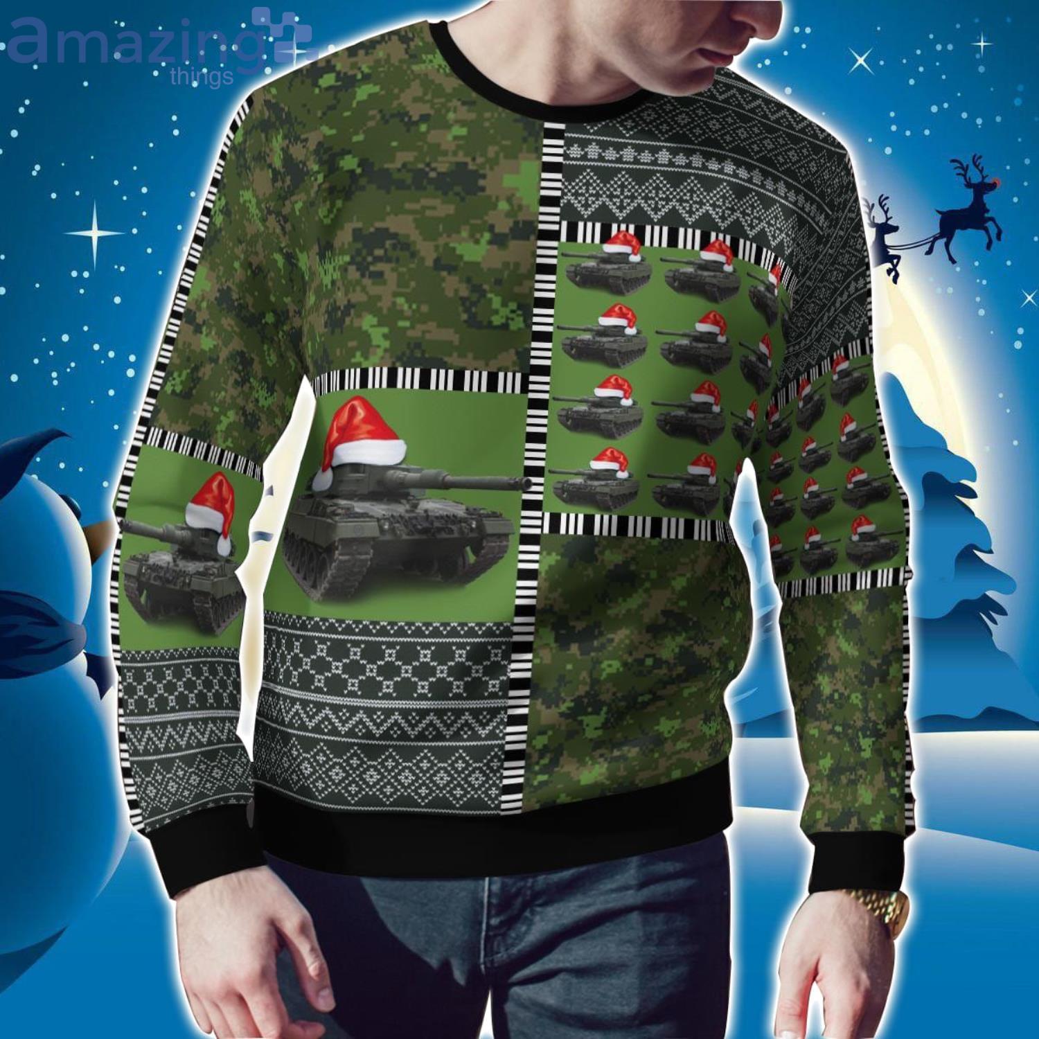 Canadian Army Leopard 2A4M Christmas Ugly Sweater Xmas Christmas Holiday Gift image Canadian Army Leopard 2A4M Christmas Ugly Sweater Xmas Christmas Holiday Gift Product Photo 2