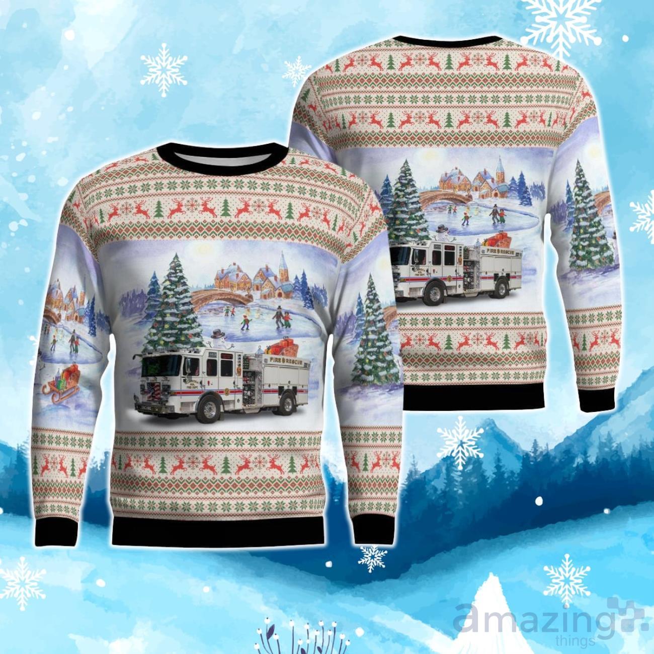 Candia Fire Rescue, Candia, New Hampshire Ugly Christmas Sweater image Candia Fire Rescue, Candia, New Hampshire Ugly Christmas Sweater Product Photo 1