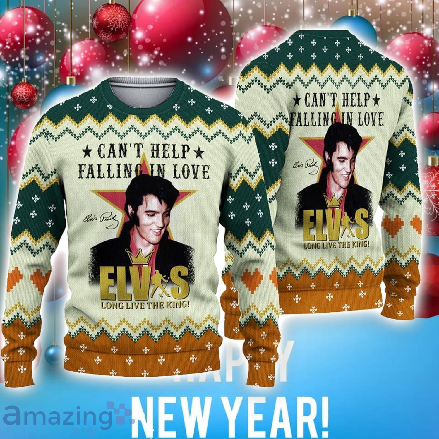 Cant Help Falling In Love Ugly Christmas Sweater Unisex Gift Elvis Presley Lover Gift image Cant Help Falling In Love Ugly Christmas Sweater Unisex Gift Elvis Presley Lover Gift Product Photo 1