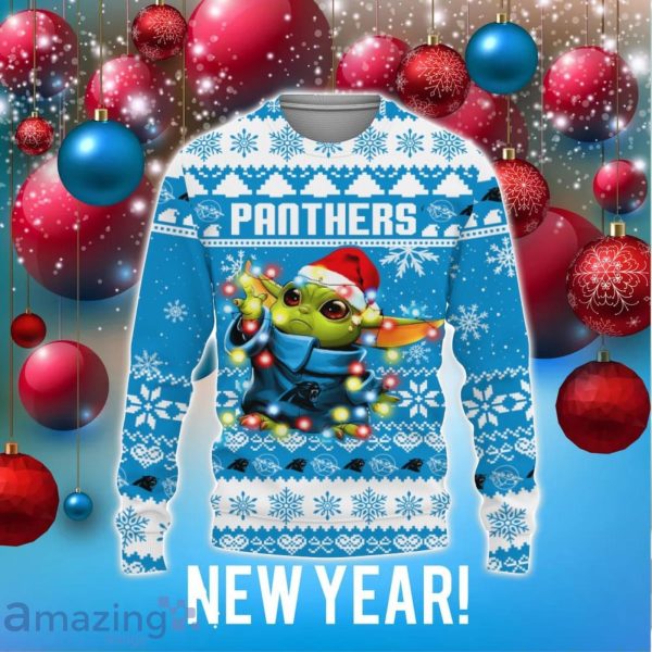 Carolina Panthers Baby Yoda Star Wars NFL Ugly Christmas Sweater - Tagotee