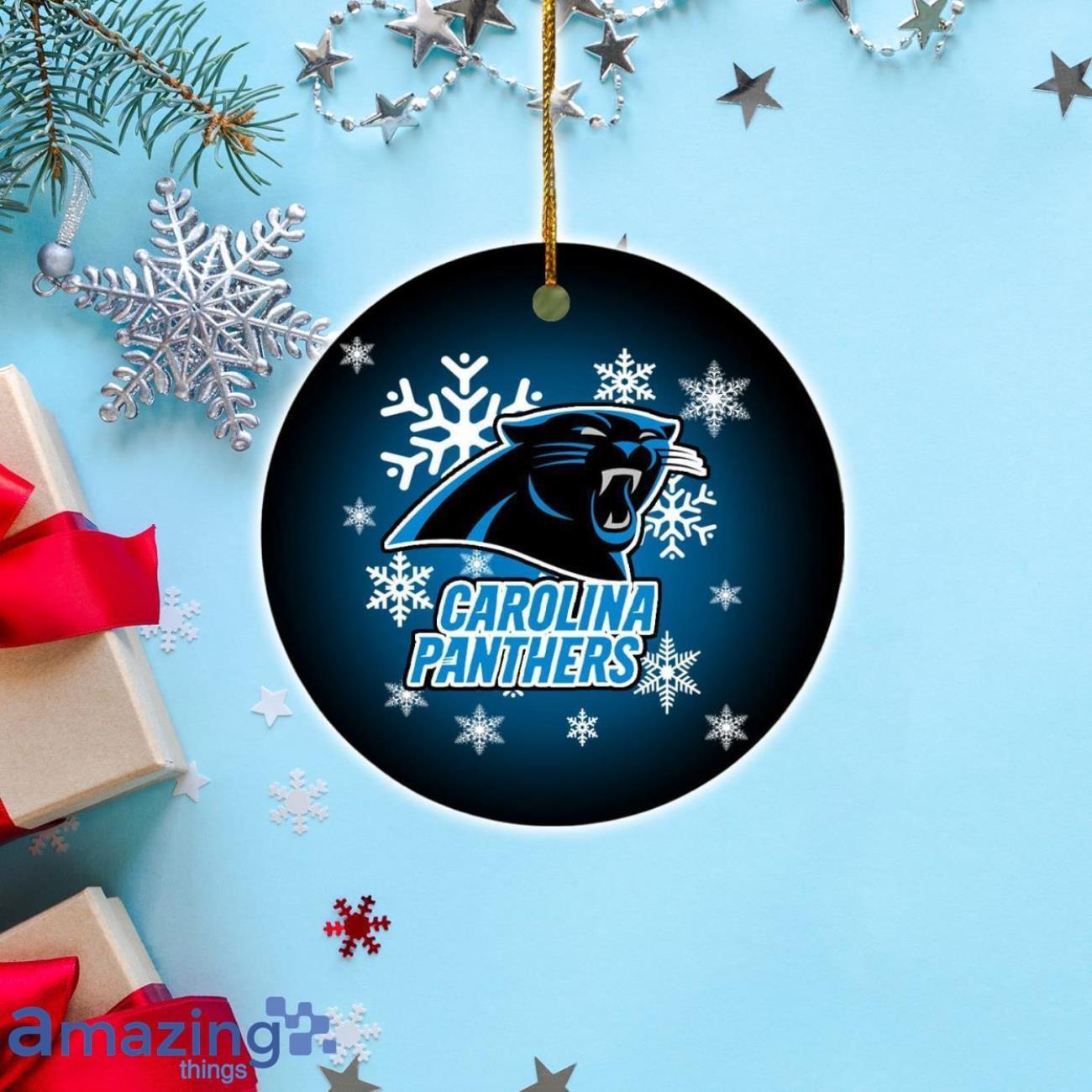 Carolina Panthers Christmas Merry Christmas Circle Ornament image Carolina Panthers Christmas Merry Christmas Circle Ornament Product Photo 1