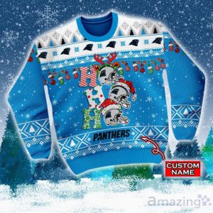 Carolina Panthers NFL Christmas Hohoho Ugly Christmas Sweater Custom Name image Carolina Panthers NFL Christmas Hohoho Ugly Christmas Sweater Custom Name Product Photo 2
