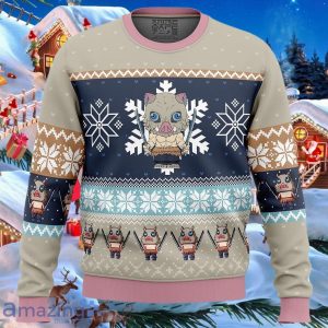 Chibi Christmas Inosuke Hashibira demon Ugly Christmas Sweater Best Gift For Men And Women Product Photo 1