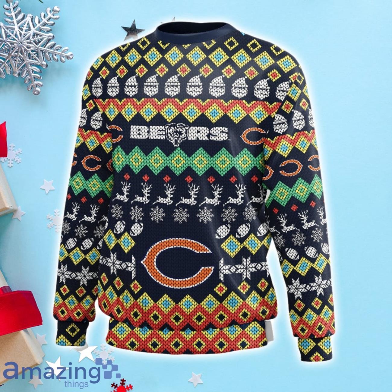 Chicago Bears Ugly Christmas Raglan Pajamas Set