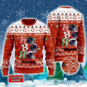 Chicago Bears NFL Christmas Hohoho Ugly Christmas Sweater Custom Name Product Photo 1